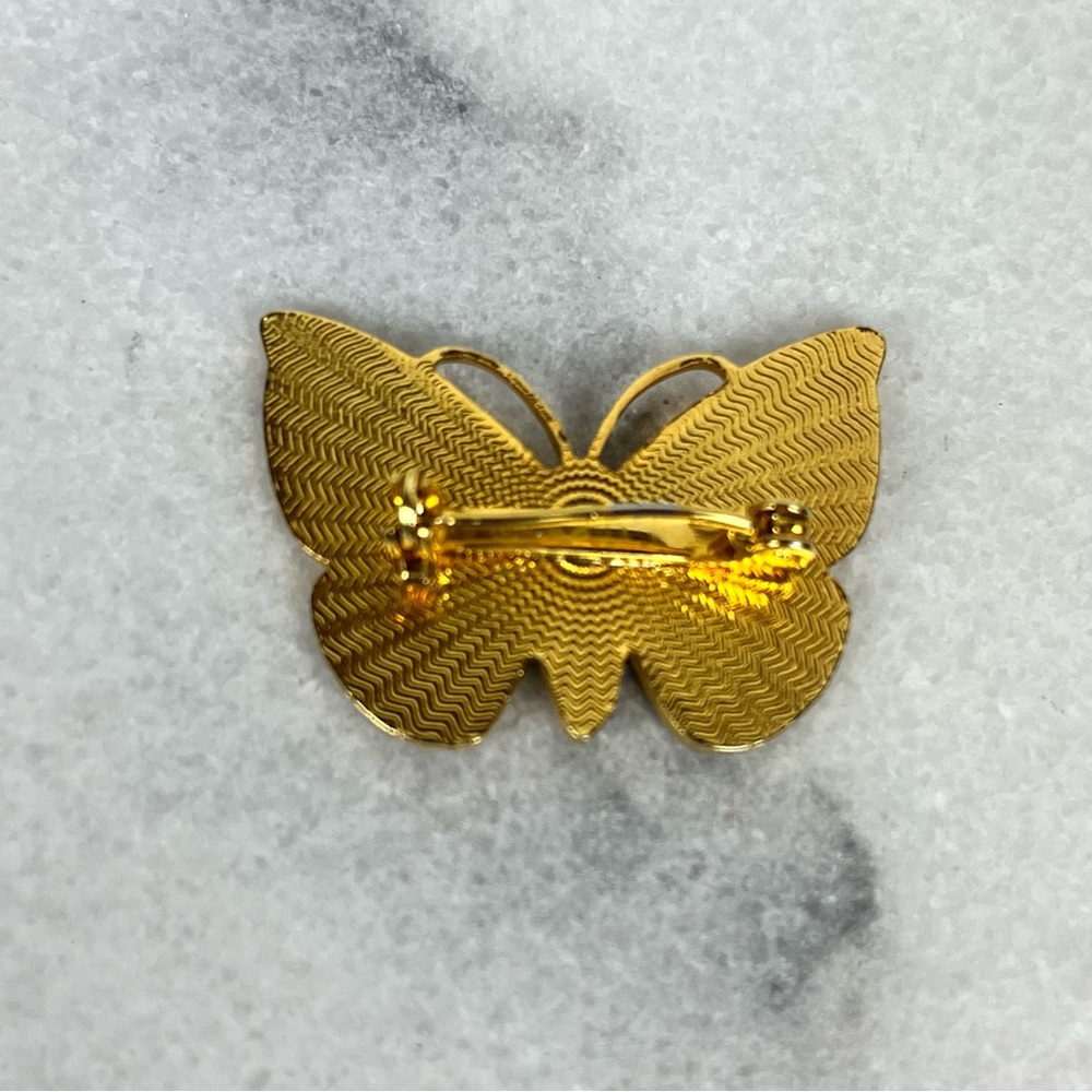 Vintage Pink Enamel Butterfly Brooch - Picture 4 of 10